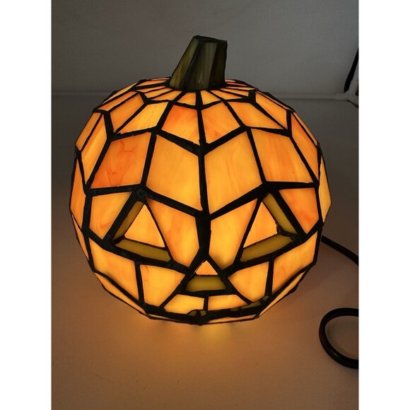 Meyda Tiffany 24733 Stained Glass Vintage Tiffany Pumpkin - Tiffany Glass 7” - Picture 1 of 9